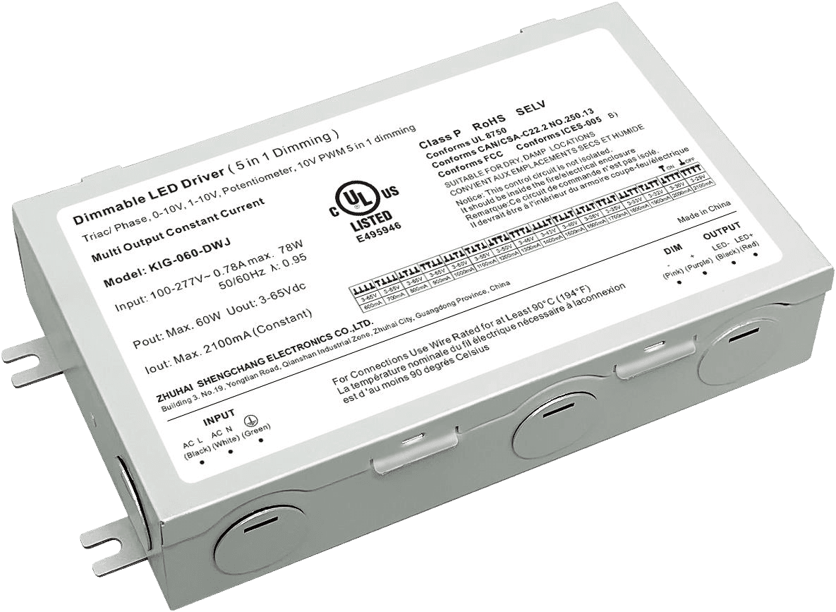 36V 5-in-1 Dimmable Driver Constant Current UL