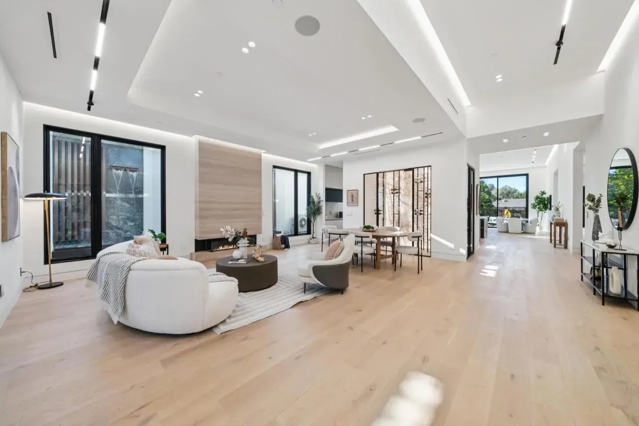 Recessed linear runs set into the ceiling of a great room